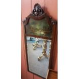 A Queen Anne Style Mahogany Wall Mirror, Having an image above the mirror possibly of old Venice,
