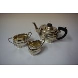 A Silver Three Piece Tea Service, Hallmarks for Sheffield, circa 1930s, comprising of tea pot, sugar