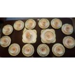 A Plant Tuscan 12 Piece China Tea Service, circa early 20th century, To include biscuit plates,