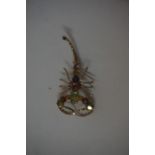 A Fine 9ct Gold Gemstone Scorpion Brooch, Set with multi coloured gemstones, stamped 9k, overall