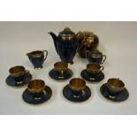 A Carlton Ware Blue Glazed 15 Piece Coffee Set, Comprising of coffee pot, cream, sugar and six