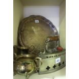 A Large Quantity of Metalwares, To include pewter tankards, a silver plated tureen, salver and loose