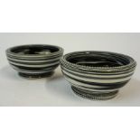 A Pair of Wedgwood "Unique Ware" Bowls by Norman Wilson, With an unusual black and white swirl