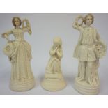 A Pair of Victorian Bisque Porcelain Figures, Modelled as a male and female marriage couple, 31cm