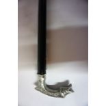 A Sword Stick, circa early 20th century, with a pewter dolphin head handle, blade 62cm long, with