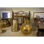 A Quantity of Brass, Copper, Pottery and Pictures, To include a late Victorian copper jardiniere,