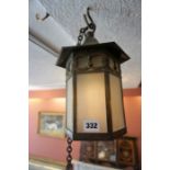 An Arts and Crafts Style Brass Hall/Entrance Ceiling Light, 30cm high Condition reportMade from
