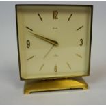 A Swiss Eight Jewell Desk Clock by Swiza, With gilt baton numerals, 15cm high