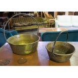 Two Vintage Brass Jelly Pans, Largest 38cm diameter, (2)