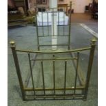 A Vintage Brass Effect Single Bed, With irons, 140cm high, 102cm wide, 206cm long
