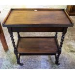 An Oak Card/Tea Trolley, With a fold over top enclosing a green felt lined interior, above