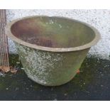 A Large Cast Iron Pot, 45cm high, 68cm diameter, also with a cast iron grate, (2)