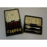 A Set of Six Silver Gilt and Red Guilloche Enamel Coffee Spoons, Hallmarks for Atkins bros