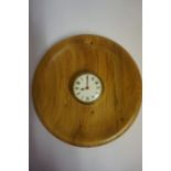 Three Pocket Watch Style Timepieces, Enclosed in turned wood frames, 12cm, 14cm, 17cm diameter, (3)