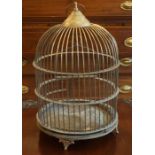 A Victorian Brass Domed Bird Cage, 54cm high