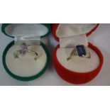 A 9ct White Gold Gem Set Marquise Ring, stamped 375 to shank, overall weight 2.6 grams, also with an