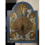 A German Wall Clock by A.Jagemann, circa late 19th century, Decorated with a religous panel to the