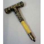 A Silver and Ivory Walking Stick/Parasol Handle, circa early 20th century, hallmarks for Birmingham,