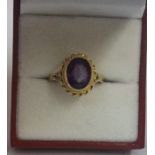 A 9ct Gold and Amethyst Dress Ring, circa early 20th century, Set with a large Amethyst, measuring