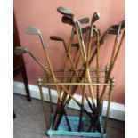 A Quantity of Antique Hickory Shafted Golf Clubs, To include a Super Mashie Niblick short iron by