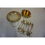 A Mixed Lot of Silver and White Metal, To include a pin dish, a two handled bowl, a bangle, and a