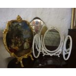 A Mixed Lot of Wall Lights and Mirrors, To include a tri-plate dressing mirror, firescreen and