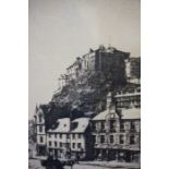 R.S. Forest (Scottish) "Edinburgh Castle from the Grassmarket" Etching, signed in pencil, 21cm x