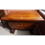A George III Style Mahogany Inlaid Wine Cooler, circa 19th century, Of sarcophagus form, Having a