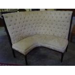 A Mahogany Framed Conversation Sofa, 20th century, Upholstered in later cream buttonback fabric,