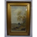 Scottish School "Castle Ruins on the Loch" Oil on Canvas, 67cm x 39cm, in gilt frames, (2)