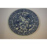 A Chinese Kangxi Style Blue and White Pottery Saucer Dish, Probably Qing Dynasty, Decorated with a