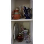 A Quantity of Victorian Pottery, To include relief moulded jugs, spill vase, etc, also to include
