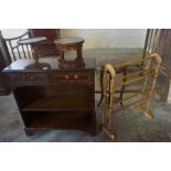 A Mixed Lot of Furniture, Comprising of an open bookcase, three plant stands and a towel rail, (5)