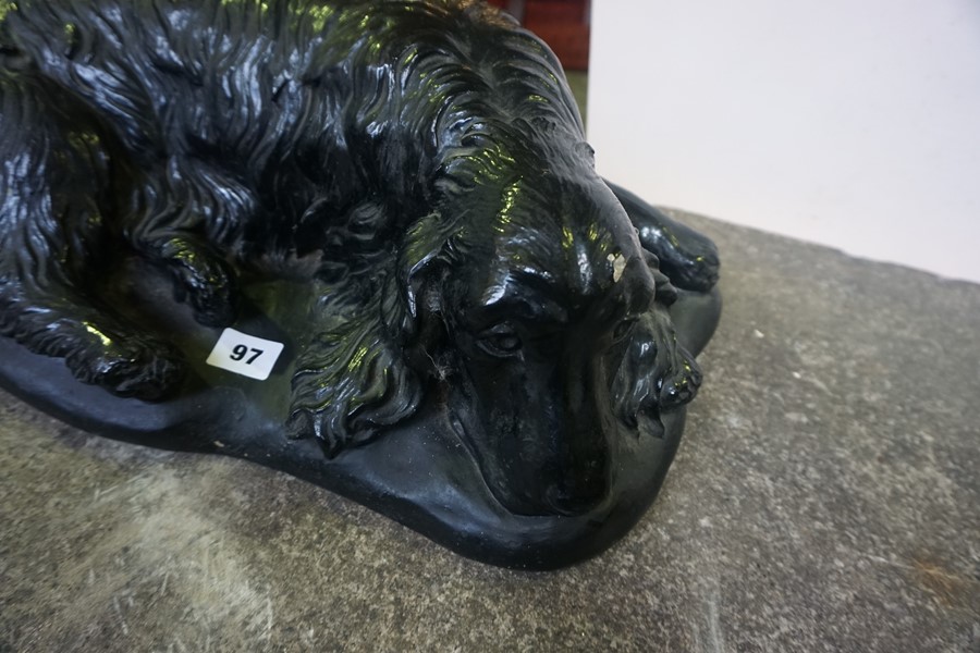 A Large Black Painted Companion Figure of a Spaniel Dog, stamped H.G.C, 45cm wide - Image 2 of 2