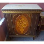 An Italian Style Side Cabinet, 20th century, Having a detachable marble top above an inlaid door