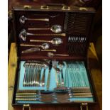 A Danish Style Silver Plated Canteen of Cutlery, stamped 10/10, 70 pieces in total, in a fitted