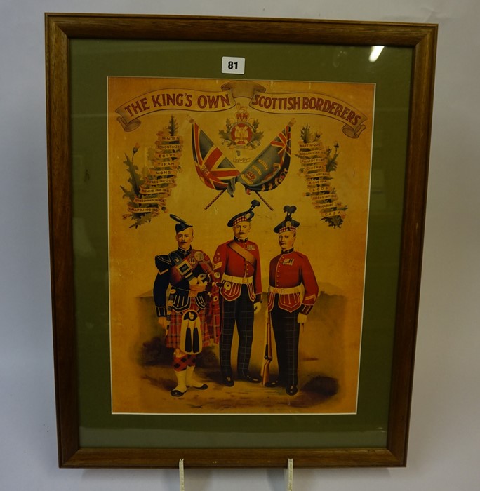 An Antique Print of the Kings Own Scottish Borderers, 49cm x 37cm, framed - Image 2 of 2