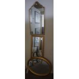 Three Modern Gilt Framed Wall Mirrors, 81cm, 89cm, 125cm high, (3)