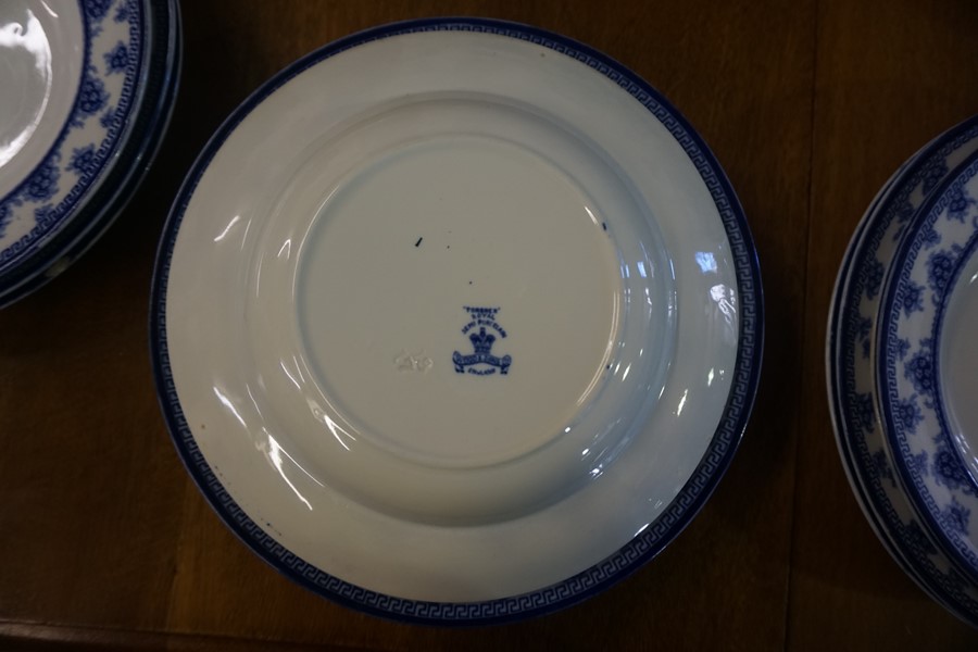 A Blue and White Pottery Dinner Set by Wood & Sons, To include tureens, serving platters, plates and - Image 4 of 4