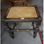 An Oak Framed Bergere Dressing Stool, circa late 19th century, 52cm high, 45cm wide