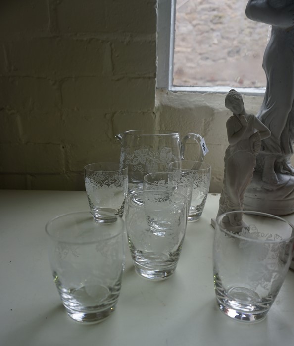 A Quantity of China and Glass, To include a Waterford style water set, a Belleek cream and sugar, - Image 2 of 4