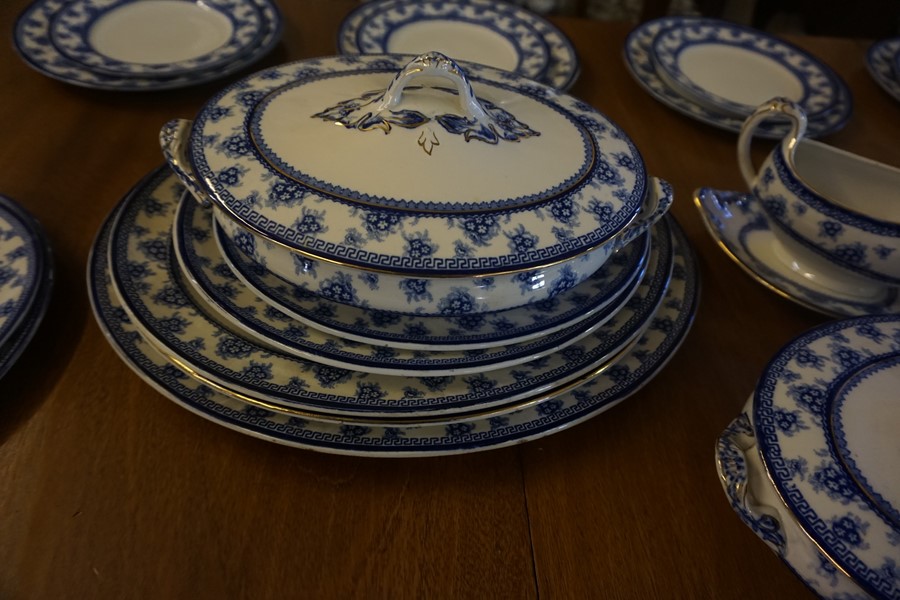A Blue and White Pottery Dinner Set by Wood & Sons, To include tureens, serving platters, plates and - Image 3 of 4