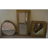 Five Assorted Wall Mirrors, To include a barbola mirror and a brass framed mirror, (5)