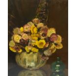 Continental School "Still Life of Flowers in Vase" Oil on Board, unsigned, 51cm x 43cm, also with an