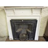 An Antique Cast Iron Fire Insert, 92cm high and wide, 26cm deep, also with a painted fire