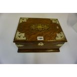 A Victorian Oak and Silver Plated Mounted Portable Box, Having a hinged top and carry handles,