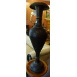 A Large Indian Niello Style Brass Vase, Of baluster form, 91cm high