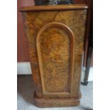 A Victorian Burr Walnut Pot Cupboard, Enclosing a shelved interior, raised on a plinth base, 75cm