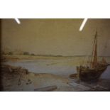 British School "Fishing Boat on the Beach" Watercolour, 18cm x 28cm, in a gilt frame