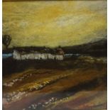 Moy Mackay (Scottish) "Harvest Glow" Felted Marino Fleece Fibres, signed to lower right, 22cm x 22.